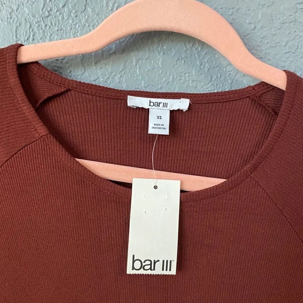 Bar III Ruched Ribbed Long Sleeve Tunic Top - Picture 5 of 5
